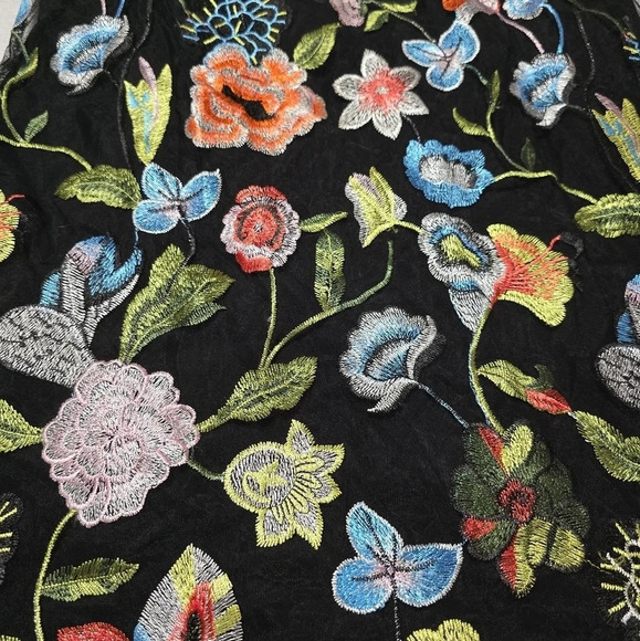 Love Ady Floral Embroidered Mini Shift Dress w/ Tulle Mesh Overlay, EUC! - Picture 6 of 14